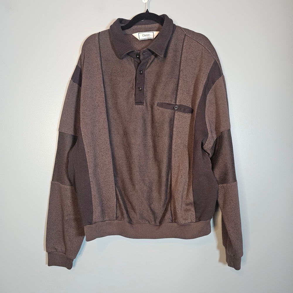 Classics by Palmland Men's Long Sleeve Polo Shirt Dark Gray XXL
